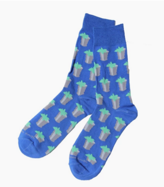 Dark Blue Mint Julep Socks- Kentucky Derby
